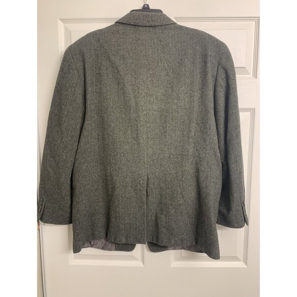 Christian Aujard N.Y. Paris 44R Wool Camel Hair Blend Gray Chevron Blazer Jacket - Picture 3 of 9